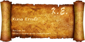 Kuna Ernő névjegykártya