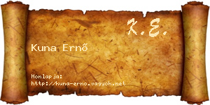 Kuna Ernő névjegykártya